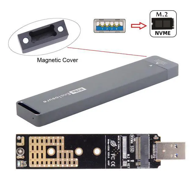 Alt view image 6 of 7 - USB 3.0 to Single Protocol Channel NVME M-Key M.2 PCI-E 2280 2260 2242 2230 SSD External PCBA Case Conveter Adapter JMS583 Chipset