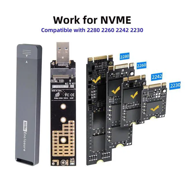 Alt view image 2 of 7 - USB 3.0 to Single Protocol Channel NVME M-Key M.2 PCI-E 2280 2260 2242 2230 SSD External PCBA Case Conveter Adapter JMS583 Chipset