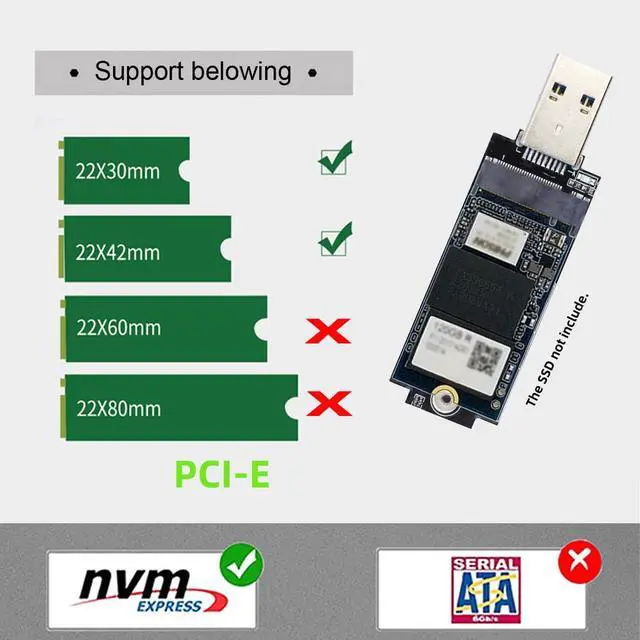 Alt view image 2 of 7 - USB 3.0 to Single Protocol Channel NVME M-Key M.2 PCI-E 2242 2230 SSD External PCBA Case Conveter Adapter JMS583 Chipset