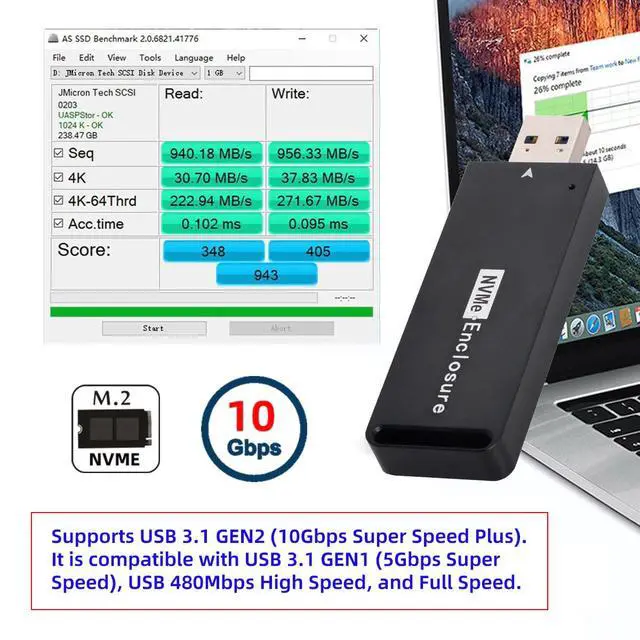 Alt view image 5 of 7 - USB 3.0 to Single Protocol Channel NVME M-Key M.2 PCI-E 2242 2230 SSD External PCBA Case Conveter Adapter JMS583 Chipset
