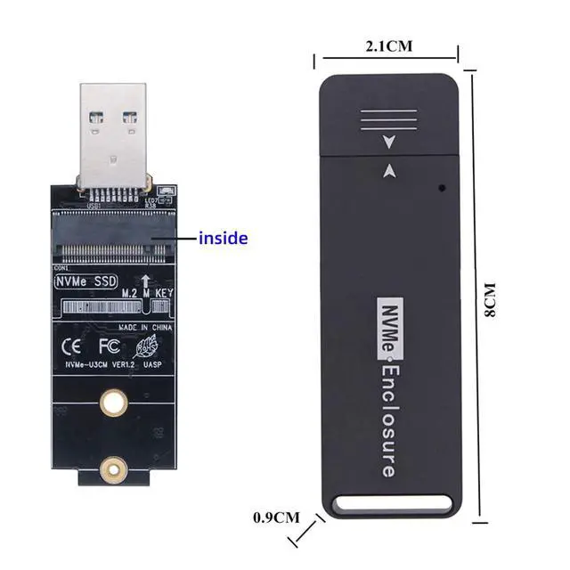 Alt view image 7 of 7 - USB 3.0 to Single Protocol Channel NVME M-Key M.2 PCI-E 2242 2230 SSD External PCBA Case Conveter Adapter JMS583 Chipset