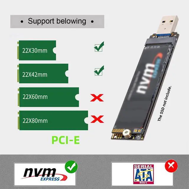 Alt view image 7 of 7 - USB 3.0 to Single Protocol Channel NVME M-Key M.2 PCI-E 2280 2260 2242 2230 SSD External PCBA Case Conveter Adapter JMS583 Chipset