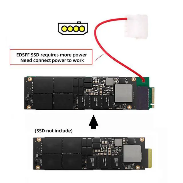 Alt view image 7 of 7 - NVMe M-Key M.2 4X Host to PCI-Express Ruler 1U GEN-Z EDSFF Short SSD E1.S Host Carrier Adapter