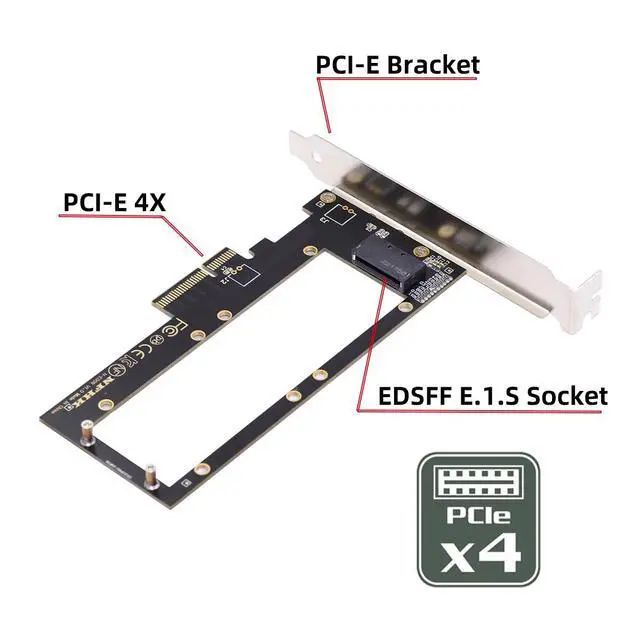 Alt view image 6 of 7 - PCI-E 4.0 4X Host to NVMe Ruler 1U GEN-Z EDSFF Adapter 9.5mm 15mm 25mm Thickness Short SSD E1.S with Heat Sink PM9A3 PM9D3 P5801X Carrier