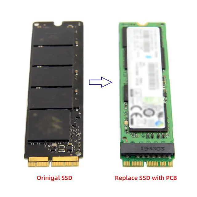 Alt view image 3 of 7 - 12Pin+16Pin Contacts Host to PCI-E PCI Express 4X M.2 M-Key SSD Convert Card for 2013 2014 2015 2016 2017 Mac A1493 A1502 A1465 A1466