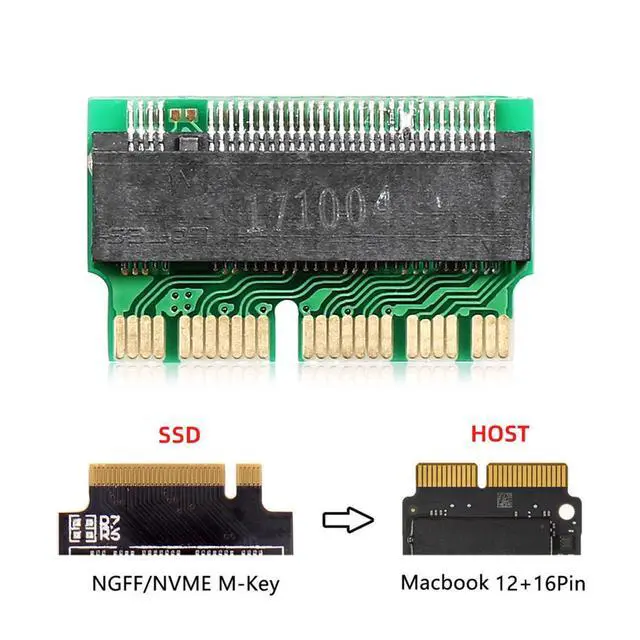 Alt view image 2 of 7 - 12Pin+16Pin Contacts Host to PCI-E PCI Express 4X M.2 M-Key SSD Convert Card for 2013 2014 2015 2016 2017 Mac A1493 A1502 A1465 A1466