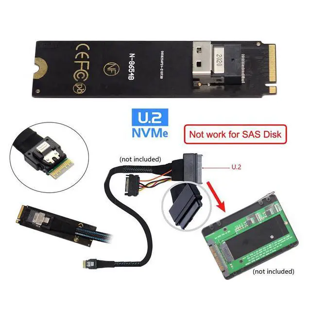 Alt view image 2 of 7 - M-Key 22x80mm to SFF-8654 Slimline PCI-E U.2 Kit SFF-8639 NVME PCIe4.0 SSD Adapter for SSD750 p3600 p3700 M.2