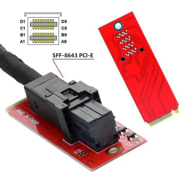Alt view image 6 of 7 - M-Key 22x80mm 2260 to Horizontal SFF-8643 Socket PCI-E U.2 Kit SFF-8639 NVME PCIe4.0 SSD Adapter for SSD750 p3600 p3700 M.2