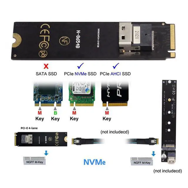 Alt view image 4 of 7 - M-Key 22x80mm to SFF-8654 Slimline PCI-E U.2 Kit SFF-8639 NVME PCIe4.0 SSD Adapter for SSD750 p3600 p3700 M.2