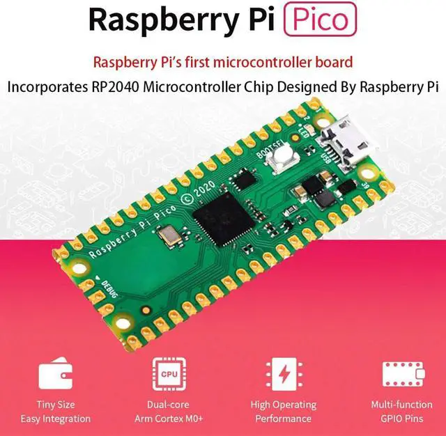 Alt view image 3 of 6 - With Pre-Soldered Header Raspberry Pi Pico Microcontroller Development Board Based on Raspberry Pi RP2040 Chip,Dual-Core ARM Cortex M0+ Processor
