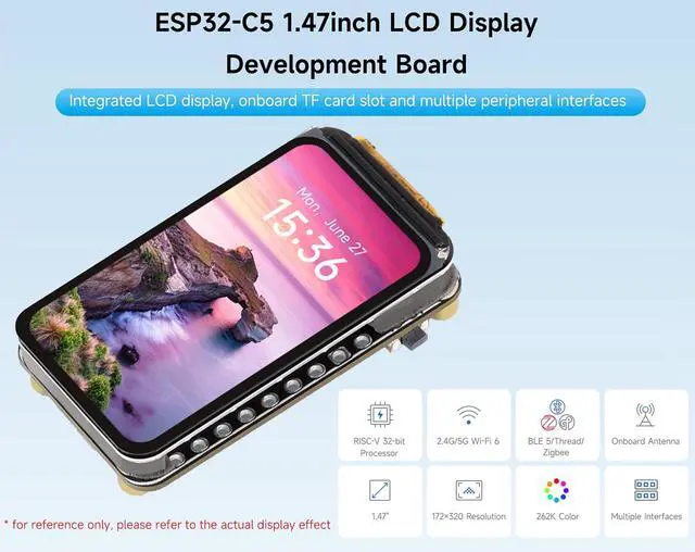 Alt view image 2 of 7 - ESP32-C5 1.47inch LCD Display Dev Board, 172 x 320, 262K Color