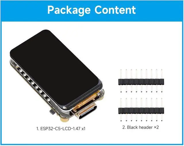 Alt view image 7 of 7 - ESP32-C5 1.47inch LCD Display Dev Board, 172 x 320, 262K Color