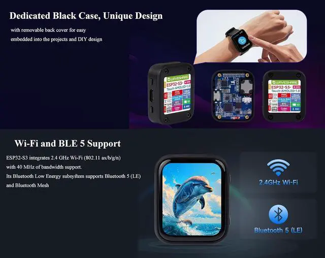 Alt view image 5 of 7 - ESP32-S3 1.8inch AMOLED Touch Display Development Board,Onboard Audio Codec