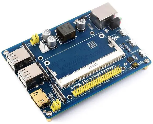 Main image of Compute Module IO Board with PoE, Composite Breakout Board for Raspberry Pi CM4S/CM3/CM3L/CM3+/CM3+L, Onboard 4x USB Ports/2x CSI Camera/HDMI/DSI/USB to UART Interfaces