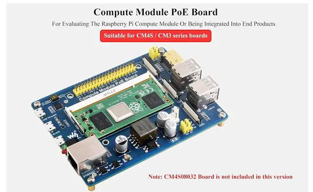 Alt view image 2 of 7 - Compute Module IO Board with PoE, Composite Breakout Board for Raspberry Pi CM4S/CM3/CM3L/CM3+/CM3+L, Onboard 4x USB Ports/2x CSI Camera/HDMI/DSI/USB to UART Interfaces