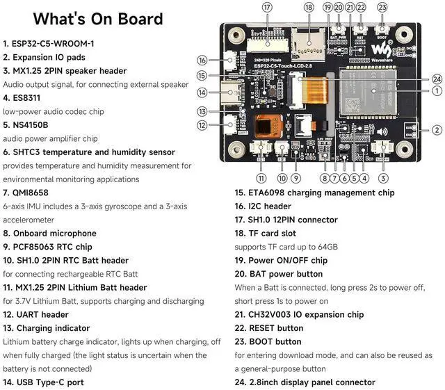 Alt view image 5 of 7 - ESP32-C5 2.8inch IPS Cap Touch Screen Development Board, 240 × 320 Pixels