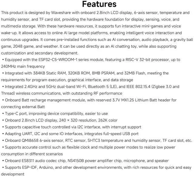 Alt view image 3 of 7 - ESP32-C5 2.8inch IPS Cap Touch Screen Development Board, 240 × 320 Pixels