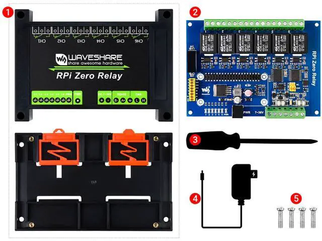 Alt view image 7 of 7 - Industrial 6-CH Relay Module for Raspberry Pi Zero/Zero W/Zero WH, RS485/CAN Half-Duplex Communication UART Control, Auto RX/TX Switch,MCP2515 + SN65HVD230 Solution SPI Control