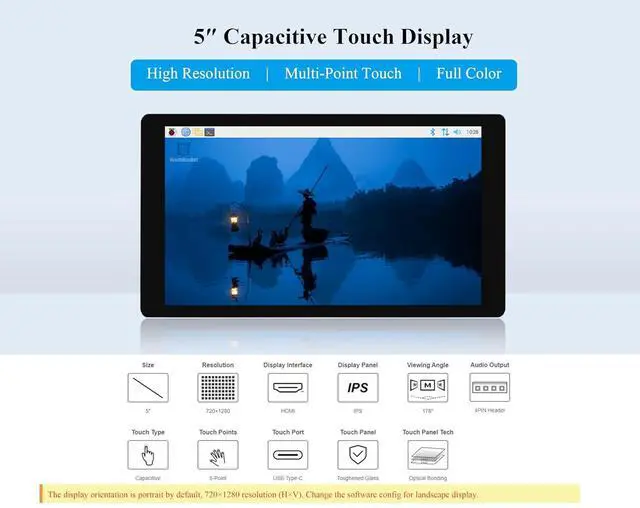 Alt view image 2 of 7 - 5inch Capacitive Touch Screen 720×1280, 5-Point Touch IPS HDMI LCD Display Compatible with Raspberry Pi 5/4B/3B/Zero/Zero W/Zero 2W/Pico/Pico W/Pico 2/Win 11/10/8.1/8/7/Jetson Nano/Jetson Orin Nano