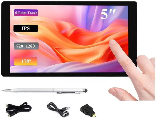 Main image of 5inch Capacitive Touch Screen 720×1280, 5-Point Touch IPS HDMI LCD Display Compatible with Raspberry Pi 5/4B/3B/Zero/Zero W/Zero 2W/Pico/Pico W/Pico 2/Win 11/10/8.1/8/7/Jetson Nano/Jetson Orin Nano
