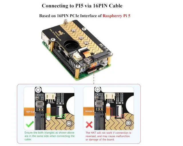 Alt view image 3 of 7 - PCIe to M.2 Adapter Board for Raspberry Pi 5, Pi 5 NVMe HAT Compatible with 2280/2260 / 2242/2230 Size NVMe Protocol M.2 SSD, 8Gbps Data Rate, High-Speed Reading/Writing
