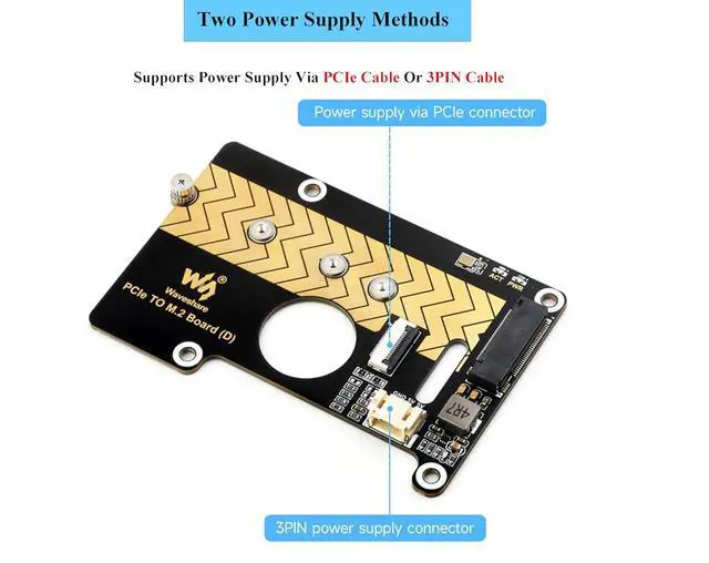 Alt view image 6 of 7 - PCIe to M.2 Adapter Board for Raspberry Pi 5, Pi 5 NVMe HAT Compatible with 2280/2260 / 2242/2230 Size NVMe Protocol M.2 SSD, 8Gbps Data Rate, High-Speed Reading/Writing
