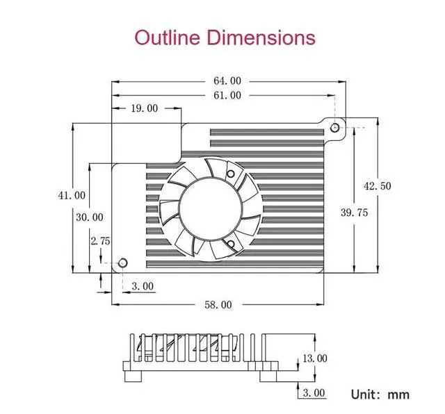 Alt view image 6 of 7 - Active Cooler for Raspberry Pi 5, Aluminium Heatsink & Fan, 8000RPM, 2.35 CFM, Easy Install, SC1148