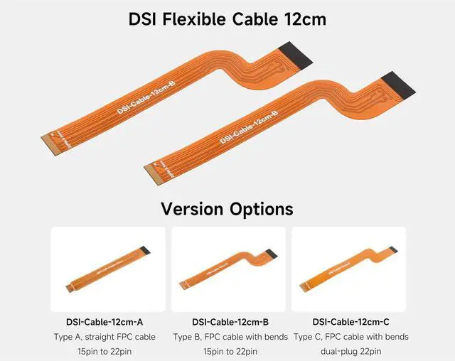 Alt view image 4 of 5 - 3PCS DSI FPC Flexible Cable Compatible with Raspberry Pi 5 to Connecting DSI Display, FPC Cable with Bends 15pin to 22pin, 12CM/0.39FT Length