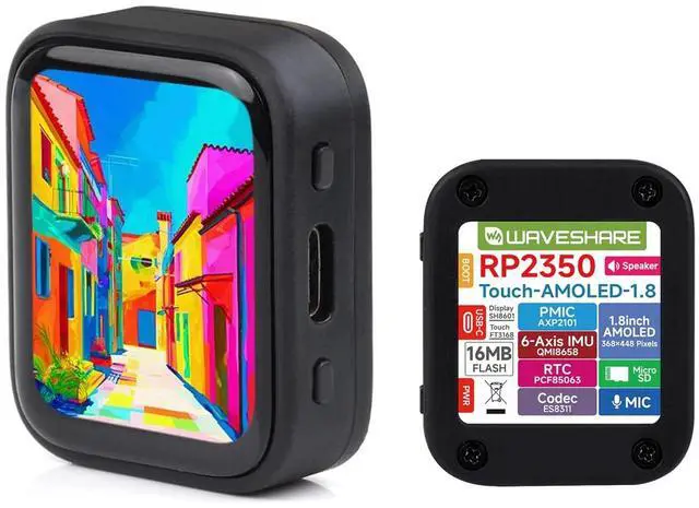 Main image of RP2350 1.8inch AMOLED Touch Display Development Board, 368x448 Pixels, QSPI Interface, Dual-Core & Dual-Architecture Design, Support Audio Playback/Recording, for Various Smart Devices Development