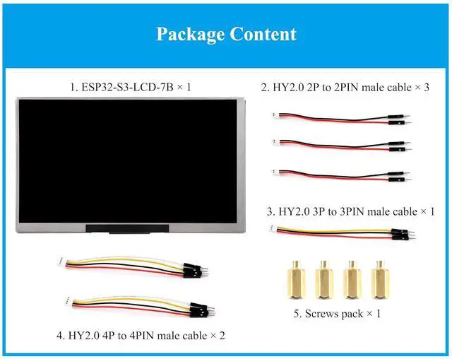 Alt view image 2 of 7 - ESP32-S3 7inch Display Development Board, ESP32 with Display 1024×600, 32-bit LX7 Dual-Core Processor, Supports WiFi & BT, with Onboard Antenna, Backlight Adjustable, Multiple Peripheral Interfaces