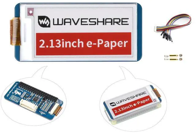 Main image of 2.13inch E-Ink Display HAT for Raspberry Pi 5/4B/3B+/3B/2B/Zero/Zero W/WH and Jetson Nano, 250×122 Pixel, White Black Red Three-Colors, SPI Interface