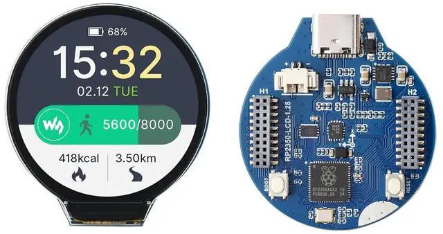 Main image of RP2350 Microcontroller Development Board with 1.28inch Round LCD IPS Screen 240×240 Pixels, 65K, Based on RPi RP2350, Dual-core & Dual-Architecture Design Type-C Connector