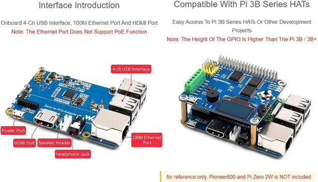Alt view image 4 of 7 - Raspberry Pi Zero 2W to Pi 3B/3B+ Adapter, Based on Raspberry Pi 2 W to Reproduce Original Appearance of Pi 3B/3B+, Alternative for Raspberry Pi 3 Model B/3B+, Compatible with Pi 3B/ 3B+ Hats