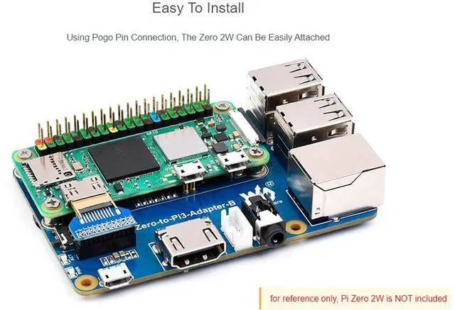 Alt view image 5 of 7 - Raspberry Pi Zero 2W to Pi 3B/3B+ Adapter, Based on Raspberry Pi 2 W to Reproduce Original Appearance of Pi 3B/3B+, Alternative for Raspberry Pi 3 Model B/3B+, Compatible with Pi 3B/ 3B+ Hats