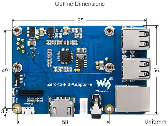 Alt view image 7 of 7 - Raspberry Pi Zero 2W to Pi 3B/3B+ Adapter, Based on Raspberry Pi 2 W to Reproduce Original Appearance of Pi 3B/3B+, Alternative for Raspberry Pi 3 Model B/3B+, Compatible with Pi 3B/ 3B+ Hats