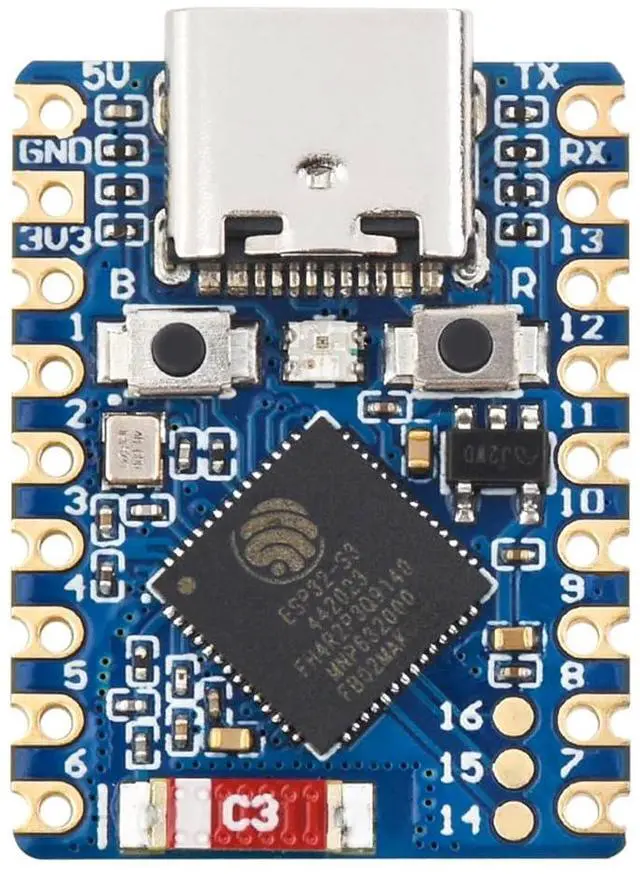 Main image of ESP32-S3 Mini Development Board, Based on ESP32-S3FH4R2 Dual-Core Processor, 240MHz Running Frequency, 2.4GHz W-i-F-i & Blue-Too-th 5, Onboard 4MB Flash Memory/2MB PSRAM