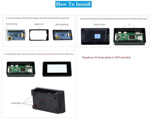 Alt view image 7 of 7 - 2.13inch Touch e-Paper HAT E-Ink Display 250×122 Pixels Compatible with Raspberry Pi Zero 2 W/Zero 2 WH/Pi Zero W/Pi Zero WH/Pi Zero, 5-Point Touch, Supports Partial Refresh, with ABS Case