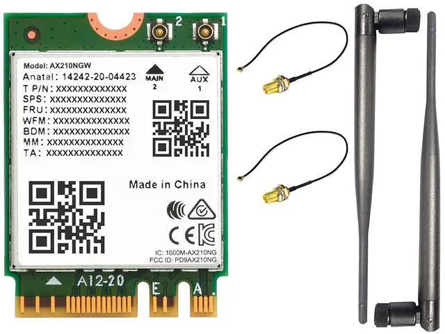 Main image of WiFi 6E AX210 NGW Wireless AX210 WiFi Card, AX210 NIC Wireless Module, Gigabit 2.4G/5G/6GHz Tri Band Wi-Fi 6E, 802.11AX Standard, Bluetooth 5.2,MU-MIMO, Support Linux, Windows 10/8.1/8/7, etc.