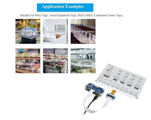 Alt view image 7 of 7 - 7.5inch e-Paper HAT Compatible with Raspberry Pi 5/4B/3B+/Zero/Zero W/Zero 2W/Pico/Pico W/Pico 2/Pico 2W/Jetson Nano, 800×480 Resolution SPI Interface, 7.5inch E-Ink Display HAT Black White Two-Color