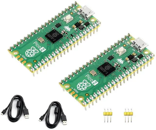 Main image of 2PCS Compatible with Raspberry Pi Pico 2 Microcontroller Board with Pre-Soldered Header, Based on Official RP2350 Chip, Dual-Core & Dual-Architecture Design 4MB Flash (Yellow Header)