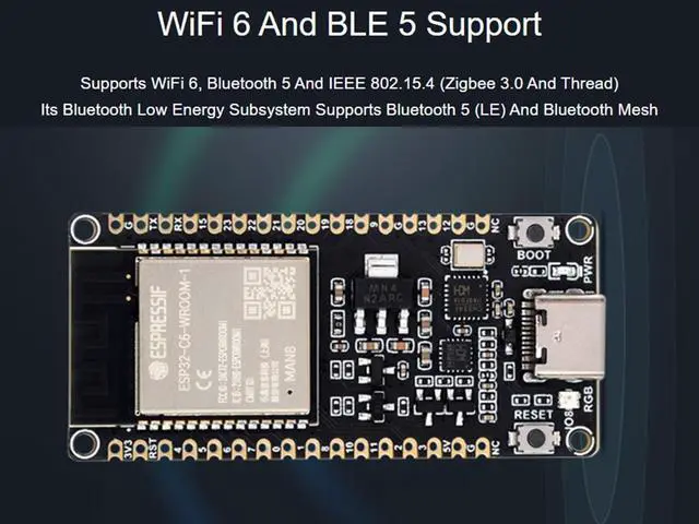 Alt view image 4 of 7 - ESP32-C6-WROOM-1-N8 ESP32-C6 Development Board ESP32 C6 Microcontroller RISC-V 32-bit Single-Core Processor, Integrates W F-i 6, B L E 5 and IEEE 802.15.4, Supports USB and UART Development