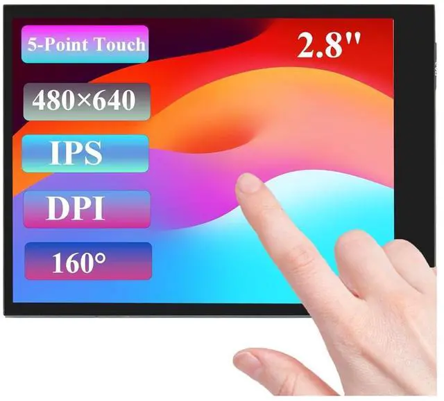 Main image of 2.8inch DPI LCD Screen Compatible with Raspberry Pi 5/4B/3B+/3B/3A+/Pi Zero/Zero W/WH/Zero 2W, 480x640 Resolution IPS Display, 5-Points Capacitive Touch Control, Optical Bonding Toughened Glass Cover