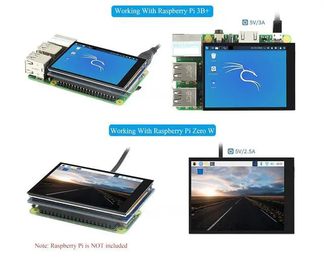 Alt view image 4 of 7 - 2.8inch DPI LCD Screen Compatible with Raspberry Pi 5/4B/3B+/3B/3A+/Pi Zero/Zero W/WH/Zero 2W, 480x640 Resolution IPS Display, 5-Points Capacitive Touch Control, Optical Bonding Toughened Glass Cover