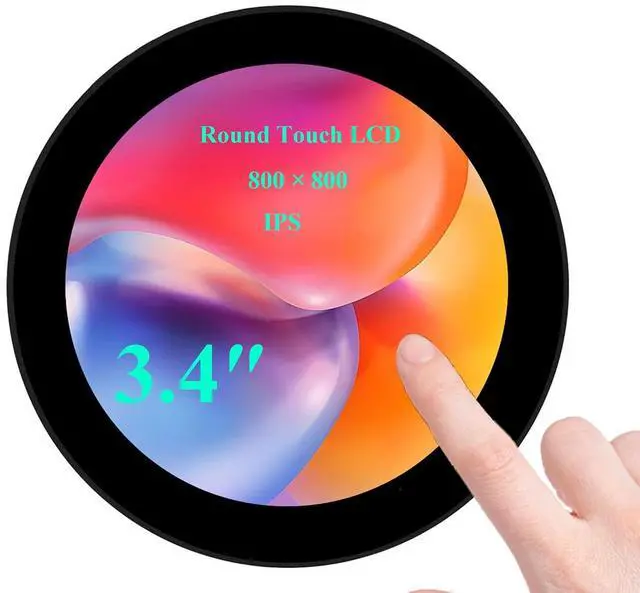 Main image of 3.4inch HDMI Round TouchScreen for Raspberry Pi 5/4B/3B+/3A+/2B/B+/A+/Zero/Zero W/WH/Zero 2W, 800×800 Resolution 10-Point Capacitive Touch IPS Display,Compatible with Jetson Nano/Mini PC,Driver Free