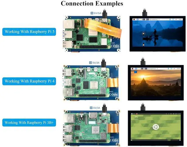 Alt view image 4 of 7 - 4.3inch DSI LCD Compatible with Raspberry Pi 5/4B/3B+/3B//3A+/2B/B+/A+/CM5/4/3+/3, 800x480 Resolution, 5-Points Capacitive Touch Screen IPS Display Monitor, MIPI DSI Interface