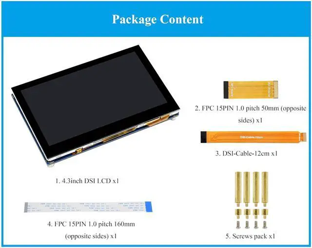 Alt view image 7 of 7 - 4.3inch DSI LCD Compatible with Raspberry Pi 5/4B/3B+/3B//3A+/2B/B+/A+/CM5/4/3+/3, 800x480 Resolution, 5-Points Capacitive Touch Screen IPS Display Monitor, MIPI DSI Interface