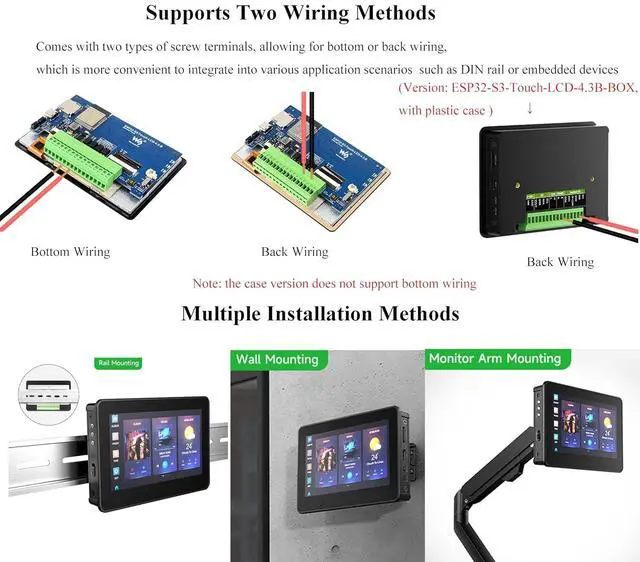 Alt view image 6 of 7 - ESP32-S3 Development Board with 4.3inch Touch Screen IPS Display 800x480 Resolution, 32-Bit LX7 Dual-Core Processor Support CAN RS485 I2C Interface, 2.4 G H z W-i-F-i/Blue-Too-th 5, with Case