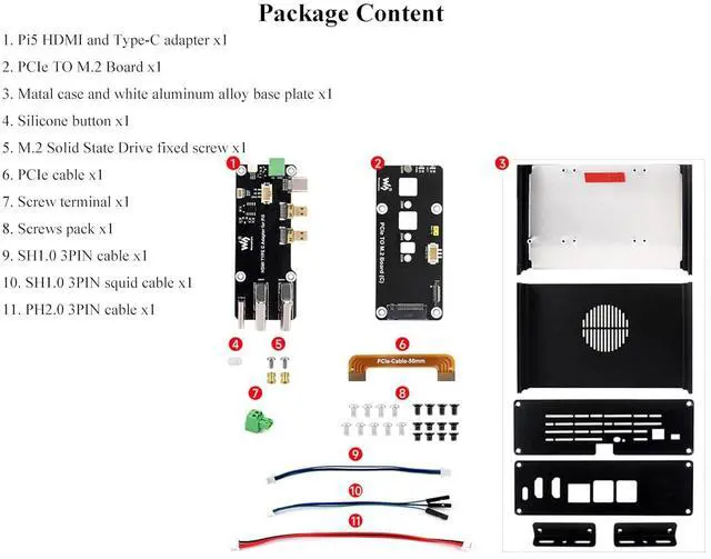 Alt view image 3 of 7 - M.2 NVME PCIE Case for Raspberry Pi 5, with Dual HDMI Ports, Support Dual 4K Video Output, Aluminum Alloy Case with PCIe to M.2 Board, Support PCIe Extending to M.2 Interface/Booting Pi5 from NVME SSD