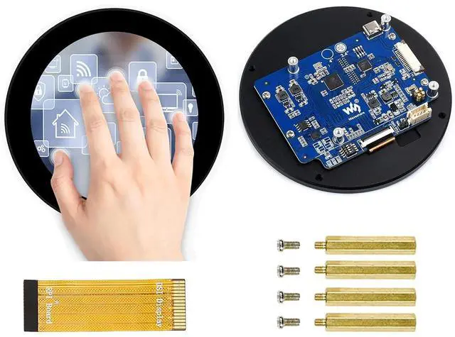 Main image of waveshare 3.4inch Round Touch Display 800 x 800 IPS LCD Screen DSI Interface, 10-Point Capacitive Touch Control, Compatible with Raspberry Pi 4B/3B+/3A+, Compute Module 3+/Compute Module 4