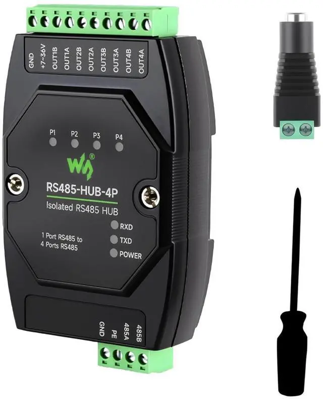 Main image of Industrial-Grade Isolated 4-CH RS485 Hub, Expands 4-CH RS485 Sub Ports Via 1-CH RS485 Master Port, with Isolation and Signal Relay, Wide Baud Rate Range, for Data Acquisition, IoT Gateway, etc.
